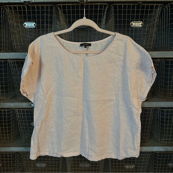 Quince Pale Pink Linen Blouse Minimalist Quiet Luxury Old Money Top 51909 - Picture 3 of 9